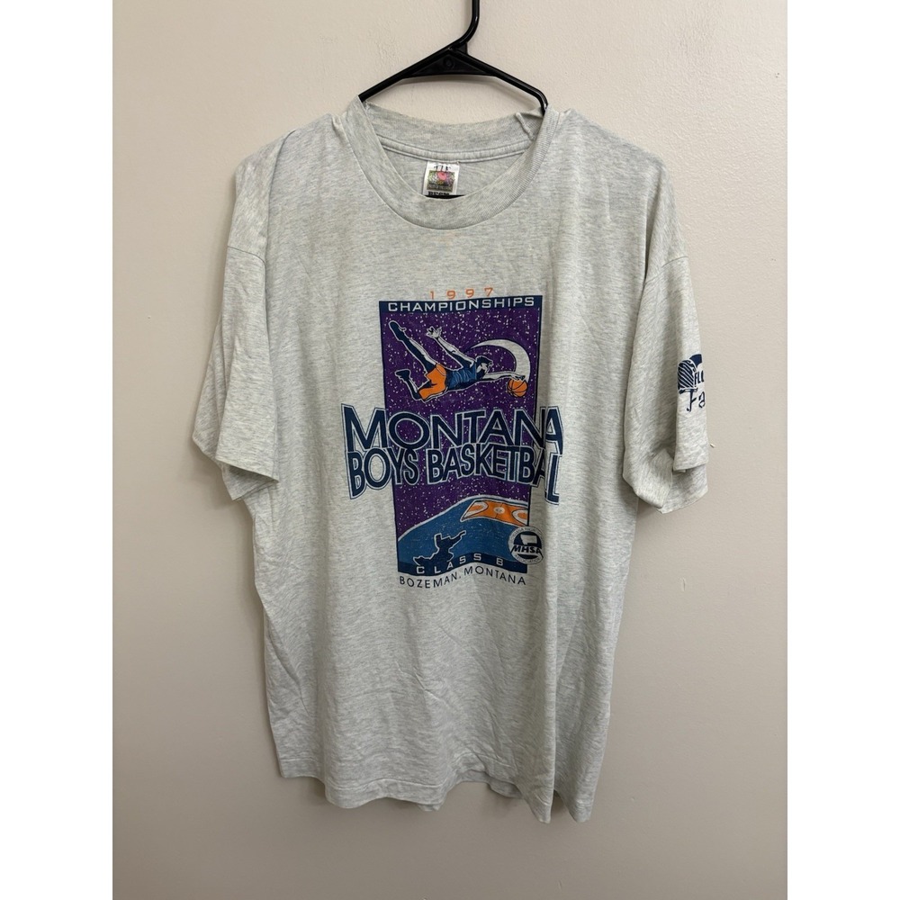 Vintage 1997 MHSA Montana Boys Basketball Championship T-Shirt Size XL Bozeman